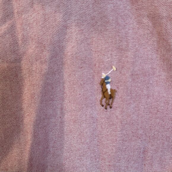 Polo Ralph Lauren Classic Fit Chambray Pink Button Down Shirt Men's L Flesh Pony - Picture 4 of 6